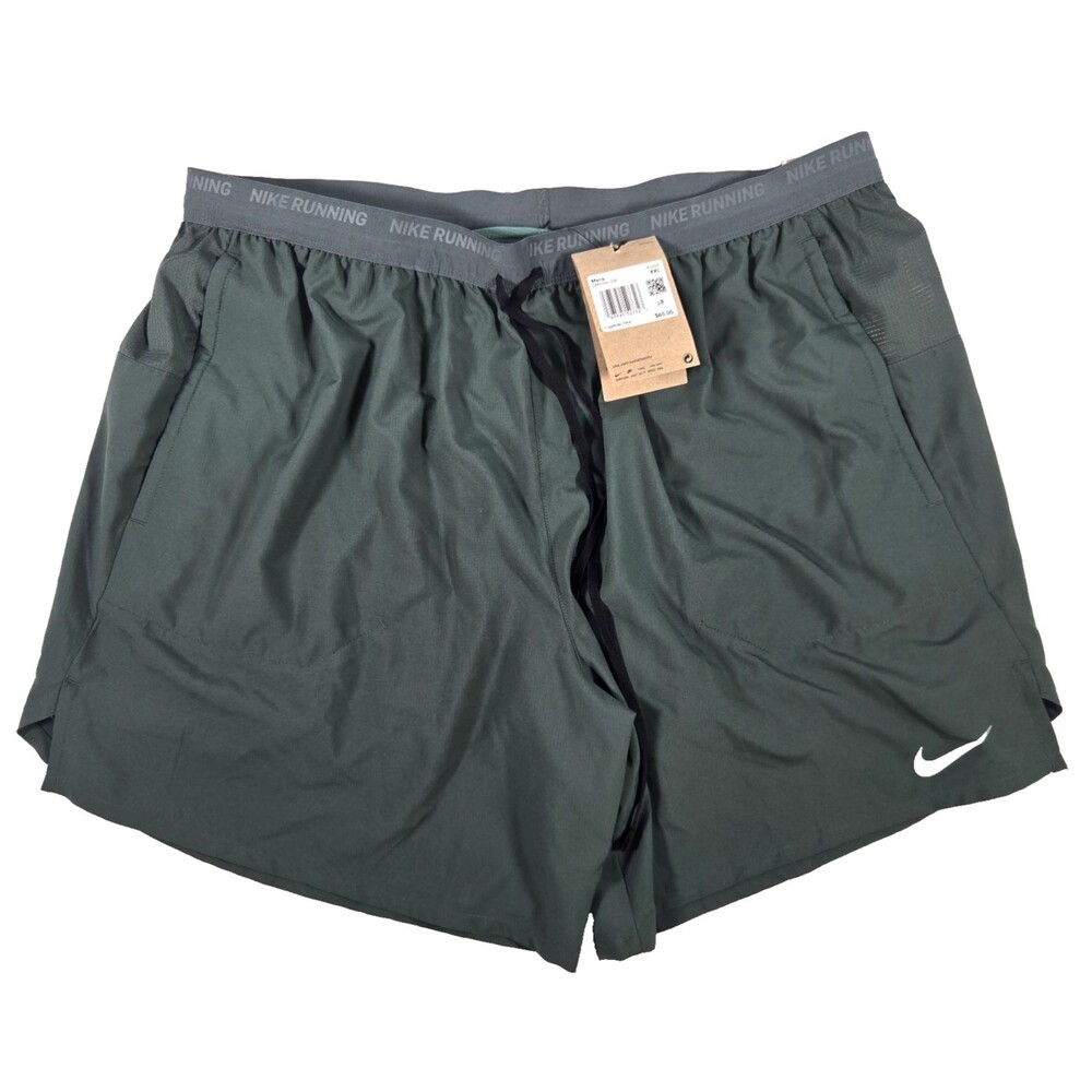 Nike Stride Men's 2XL 7" Dri-FIT 2-in-1 Running Shorts Vintage Green New